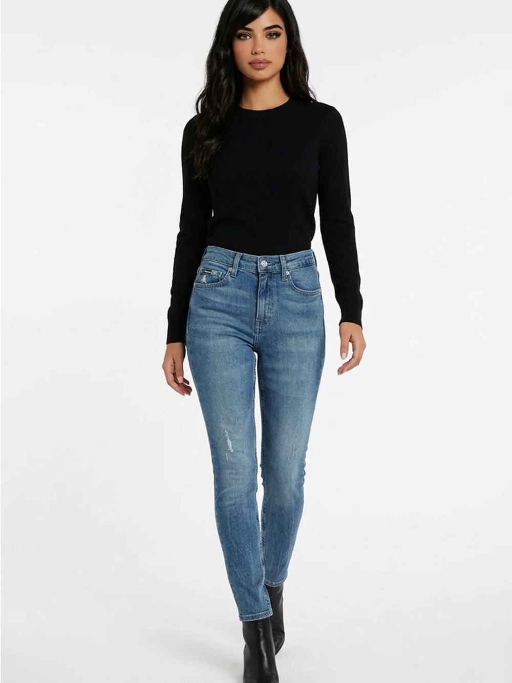 Calvin Klein Women's Mid Rise Skinny Ankle Jeans Blue Size 28
